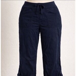 Calvin Klein Women's Navy Drawstring Capri Pants – Comfortable & Casual - Size L